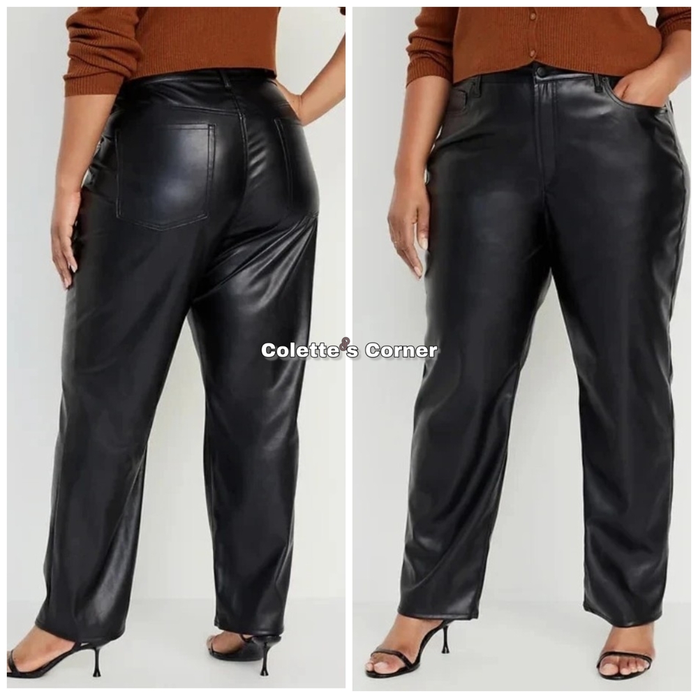 Old Navy High Waisted Black Faux  Leather Jeans